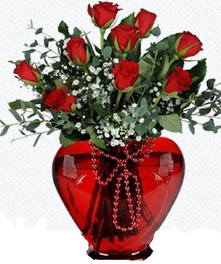 Kalp cam mika içinde 9 adet kırmızı gül  Hediye Çiçek online çiçekçi , çiçek siparişi 