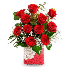 11 adet kırmızı gül vazosu  Hediye Çiçek çiçek gönderme 