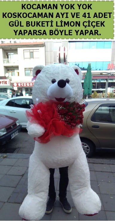 Koskocaman beyaz ayı ve 25 adet gül  Hediye Çiçek yurtiçi ve yurtdışı çiçek siparişi 