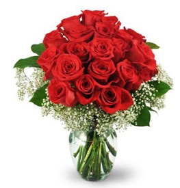 25 adet kırmızı gül cam vazoda  Hediye Çiçek çiçek servisi , çiçekçi adresleri 