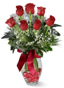 7 adet vazoda gül  Hediye Çiçek online çiçekçi , çiçek siparişi  kirmizi gül