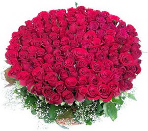  Hediye Çiçek online çiçek gönderme sipariş  100 adet kırmızı gülden görsel buket