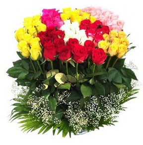  Hediye Çiçek internetten çiçek satışı  51 adet renkli güllerden aranjman tanzimi
