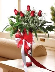 Camda 5 kırmızı gül tanzimi  Hediye Çiçek hediye sevgilime hediye çiçek 