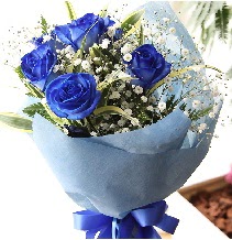 5 adet mavi gülden buket çiçeği  Hediye Çiçek çiçek online çiçek siparişi 