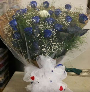 Mavi güllerden kız isteme buket çiçeği  Hediye Çiçek İnternetten çiçek siparişi 