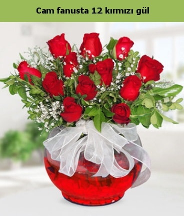 Cam içerisinde 12 adet kırmızı gül  Hediye Çiçek online çiçekçi , çiçek siparişi 