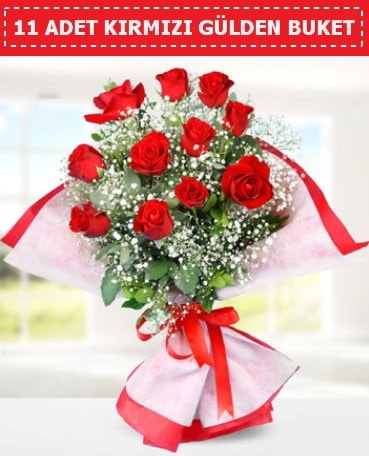 11 Adet Kırmızı Gül Buketi  Hediye Çiçek İnternetten çiçek siparişi 