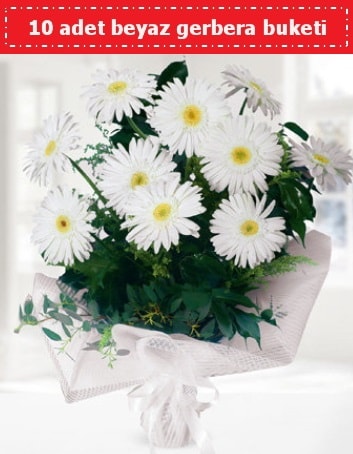 10 Adet beyaz gerbera buketi  Hediye Çiçek çiçek servisi , çiçekçi adresleri 
