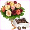  Hediye Çiçek İnternetten çiçek siparişi  Renkli Güller ve çikolata